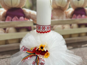 Lumanare Botez cu motive traditionale