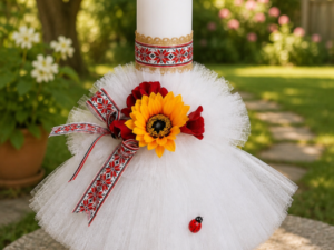 Lumanare de botez traditionala cu floarea-soarelui 10