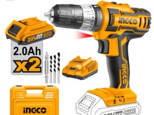 Masina de gaurit Bormasina cu impact 45Nm 20V cu 2 Acumulatori mandrina metal Ingco CIDLI2002