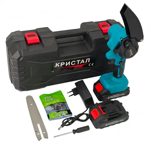 Reducere 44% - Mini Drujba DDT-CRISTAL, cu 2 acumulatori 21 V, 2000 mAh, lama + lant 6", Model nou 1 Mini Drujba DDT-CRISTAL