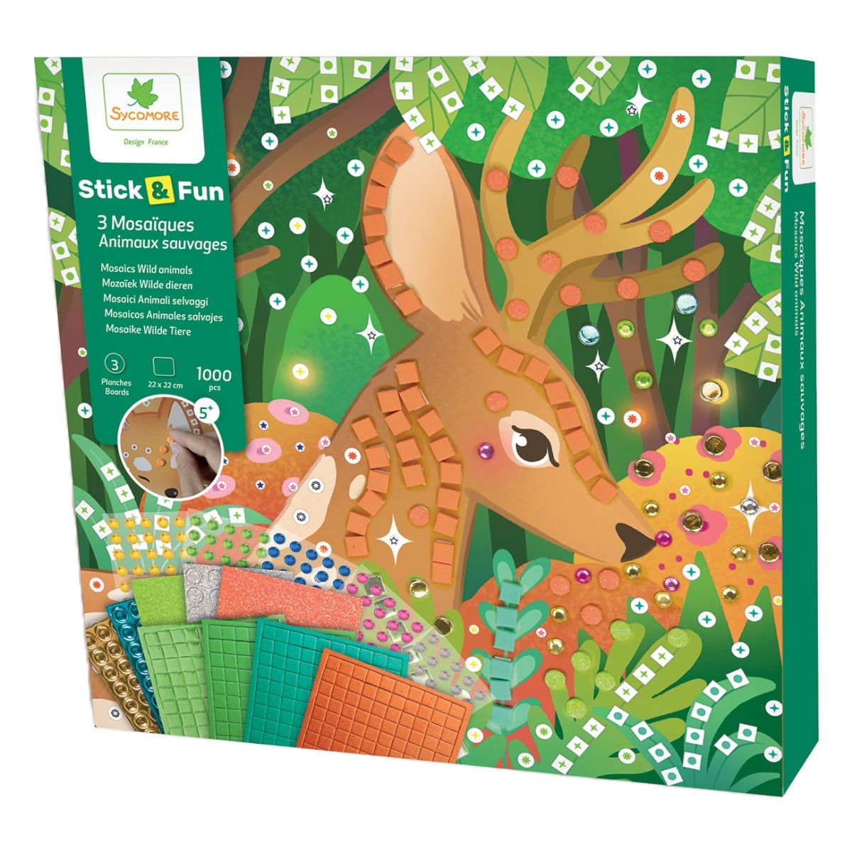 Reducere 50% - Set de creatie, Sycomore Stick n Fun Mozaic, Animale salbatice 1 Set de creatie
