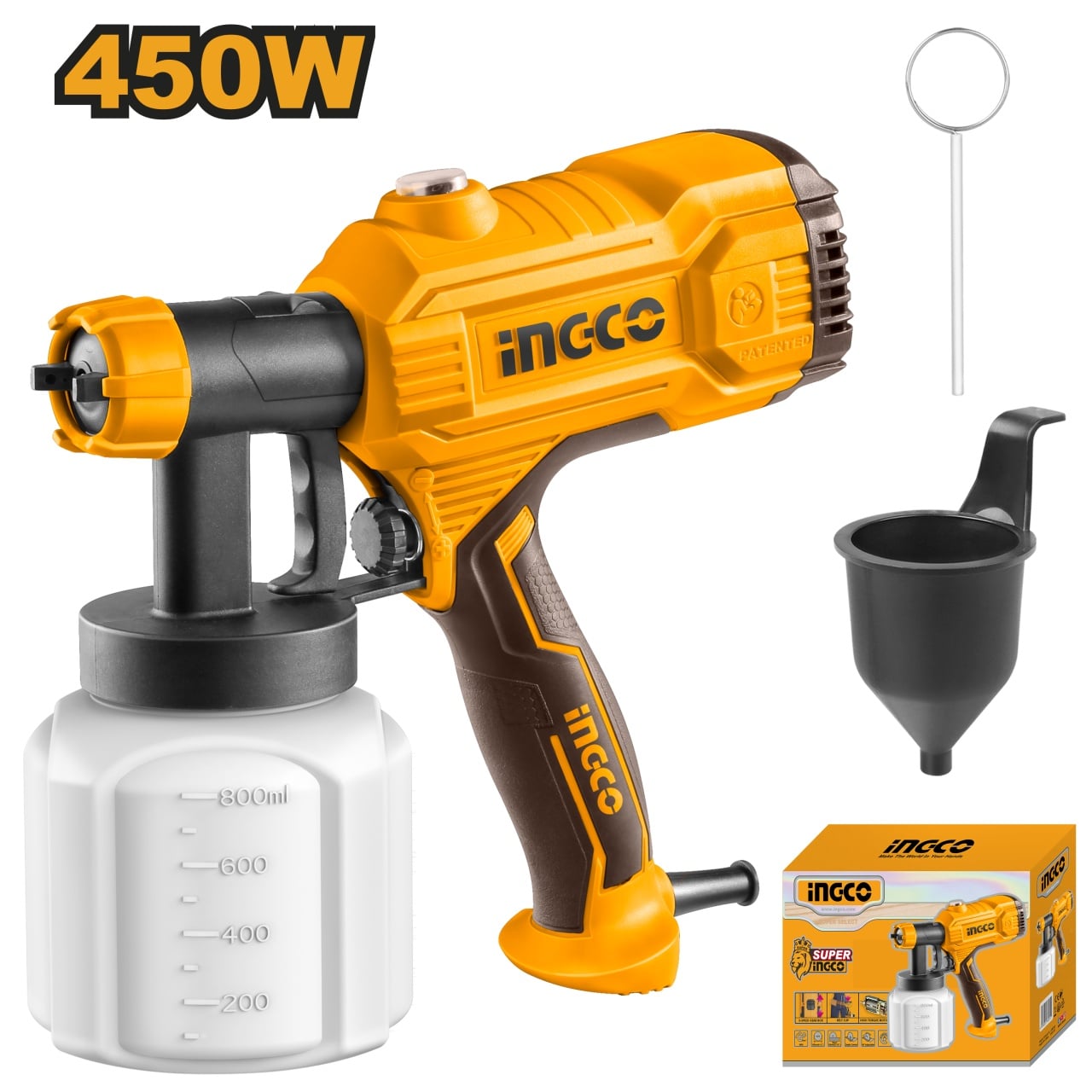 Reducere 22% - Pistol Electric Vopsit 450W 800ml, Ingco SPG3508 1 Pistol Electric Vopsit 450W 800ml