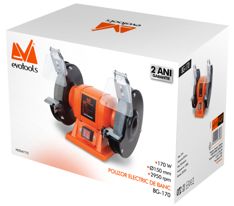 Reducere 17% - Polizor de Banc 250W, Disc 150mm, Protectii Metalice, EPTO BG250 - BG250 2 Disc 150mm