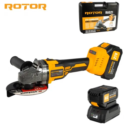 Reducere 20% - Polizor unghiular pe acumulator ROTOR RAG21 21V/3 Ah,820 W ,8500 rot/min,Brushless 1 Polizor unghiular pe acumulator ROTOR RAG21 21V/3 Ah