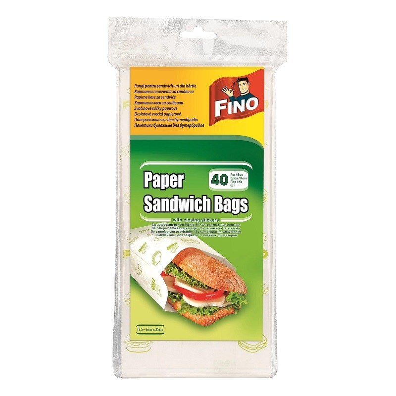 Reducere 14% - Pungi pentru Sandwich Fino, din Hartie, 6 x 25 cm, 40 Bucati 1 Pungi pentru Sandwich Fino