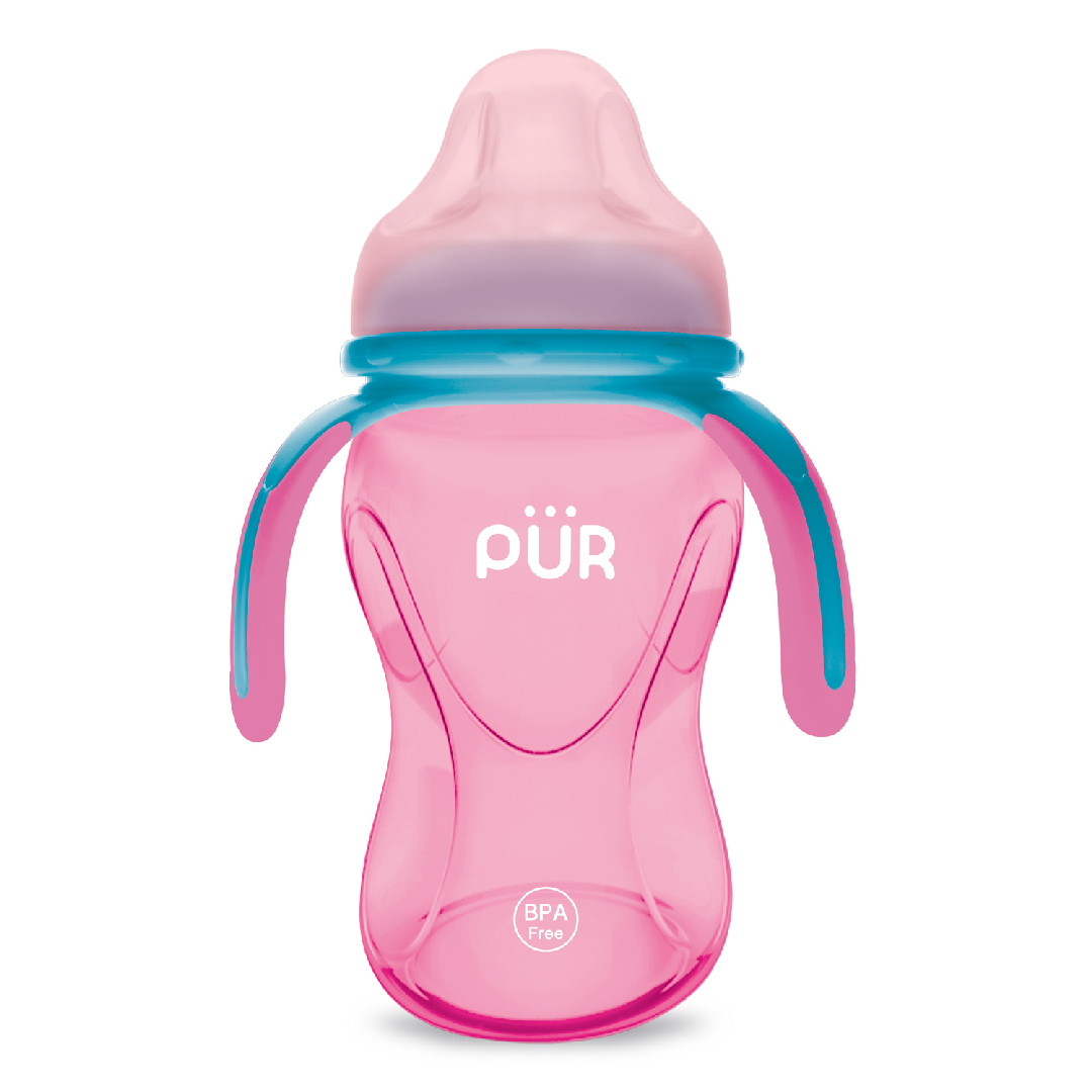 Reducere 25% - Cana cu prindere multipla, +6luni, roz, 250ml, PUR 1 Cana cu prindere multipla