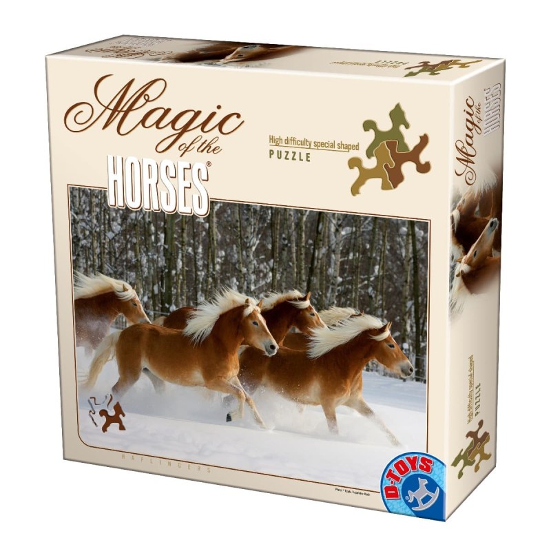 Reducere 14% - Puzzle 239 Piese in Forma de Cai, Magic of the Horses Haflingers 4, D-Toys 1 Puzzle 239 Piese in Forma de Cai