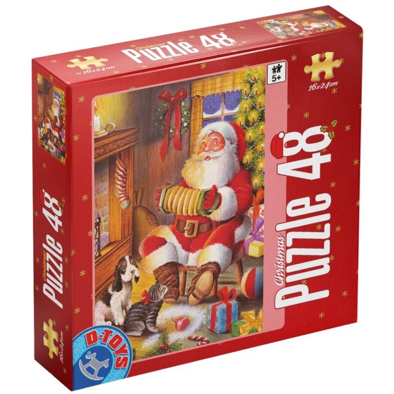 Reducere 14% - Puzzle 48 Piese, Mos Craciun si Animalutele, D-toys 1 Puzzle 48 Piese