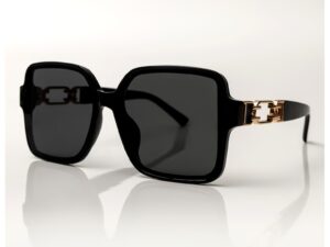 Ochelari de soare patrati cu model tortoise - Negru