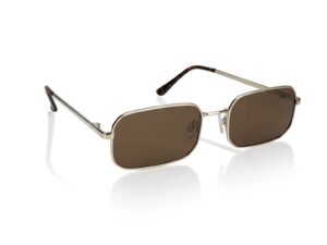 Ochelari de soare unisex polarizati metalici dreptunghiulari - Auriu/Maro