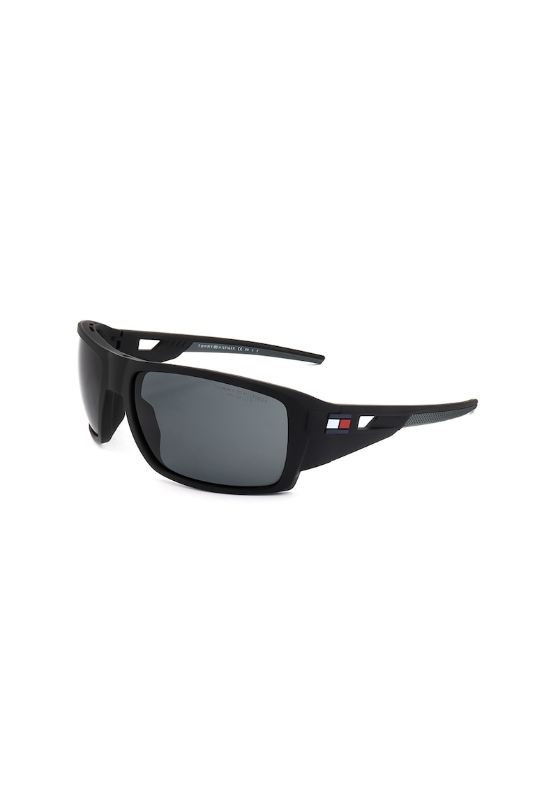 Reducere 59% - Ochelari de soare wrap cu lentile uni - Negru/Bleumarin 1 Ochelari de soare wrap cu lentile uni - Negru/Bleumarin