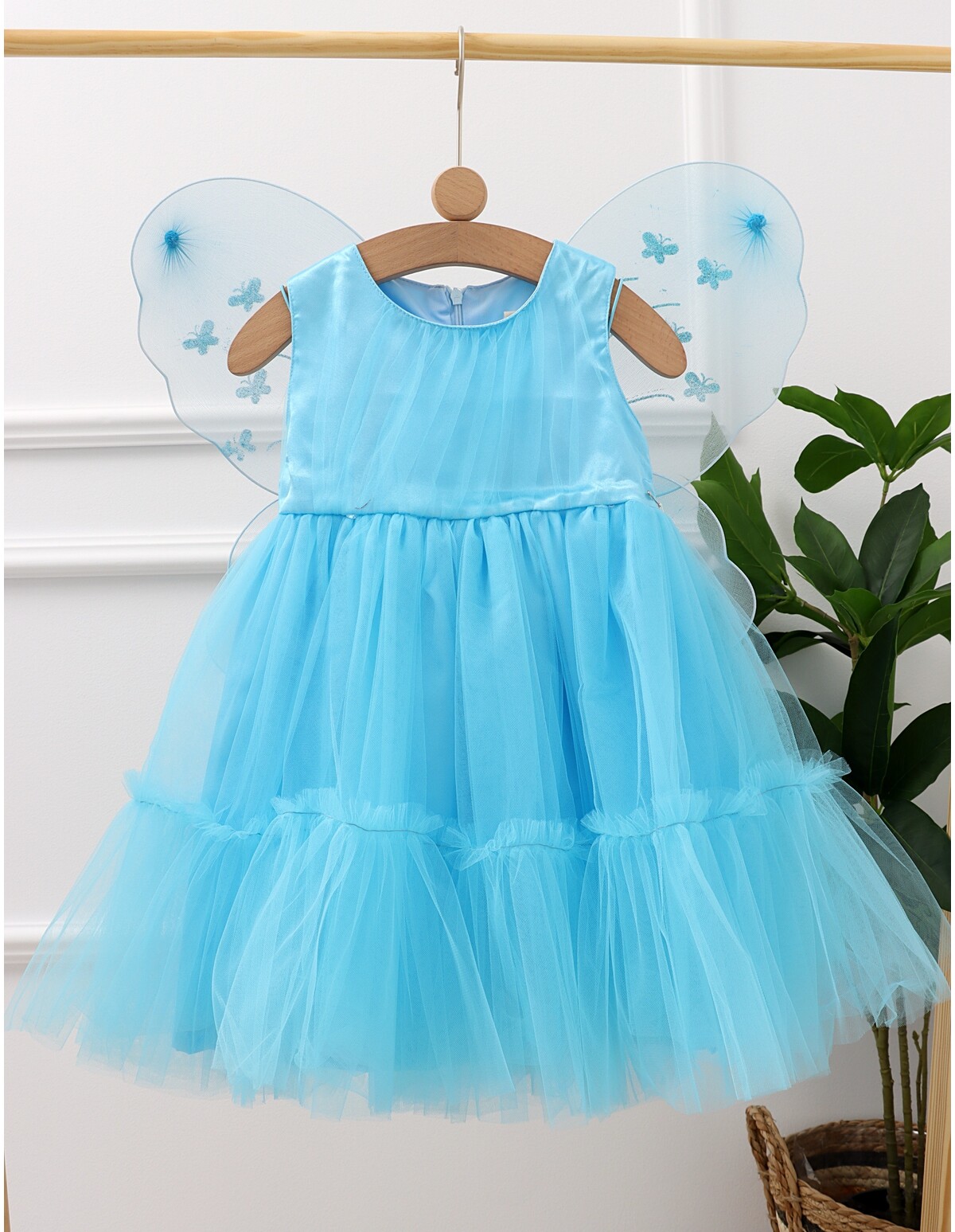 Reducere 40% - Rochita Fantasy cu aripioare de fluturas blue 1 Rochita Fantasy cu aripioare de fluturas blue
