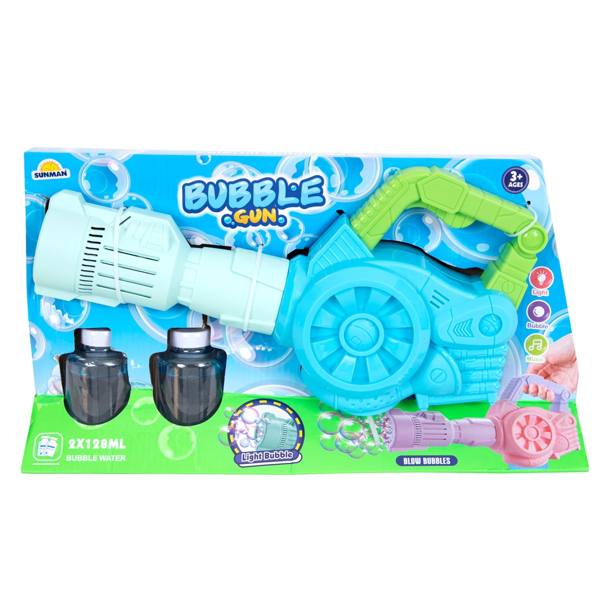 Reducere 30% - Pistol de facut baloane cu lumini si sunete, Bubble Gun, 256 ml, Albastru 1 Pistol de facut baloane cu lumini si sunete