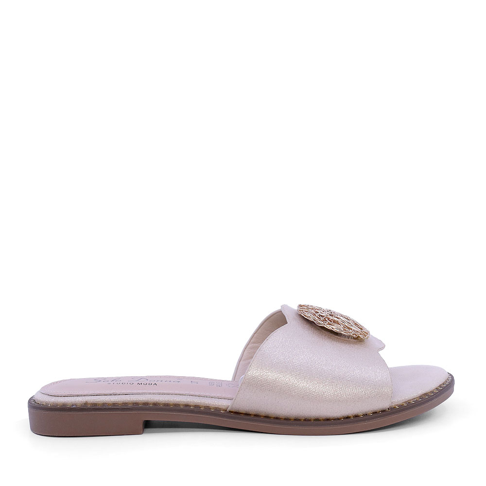 Reducere 50% - Saboți femei Solo Donna aurii cu elemente decorative 1169dst2810au 1 Saboți femei Solo Donna aurii cu elemente decorative 1169dst2810au