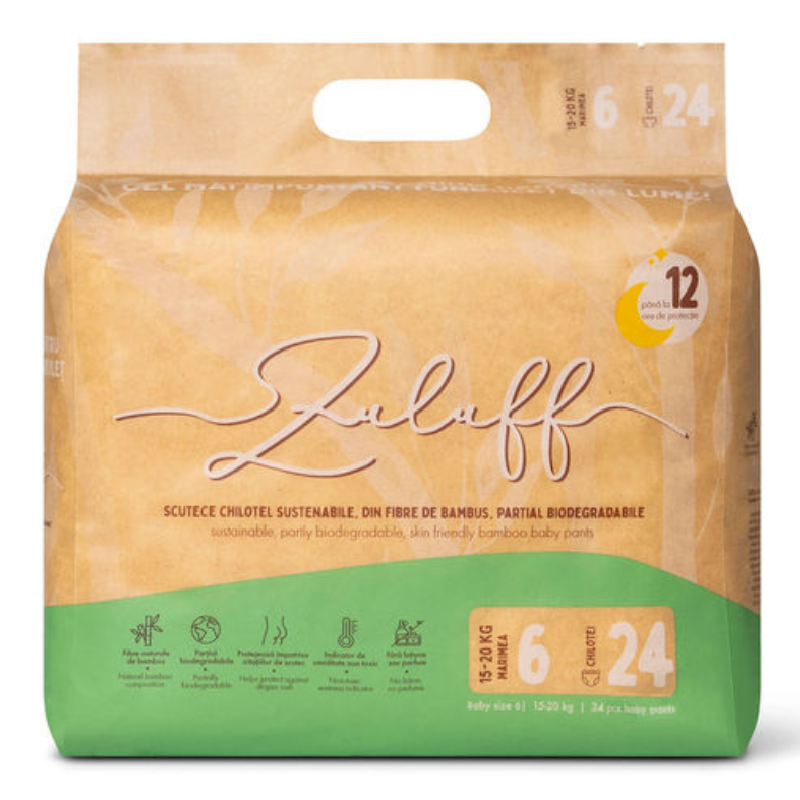 Reducere 15% - Scutece chilotei din bambus, marimea 6, 15-20kg, 24 bucati, Zuluff 1 Scutece chilotei din bambus