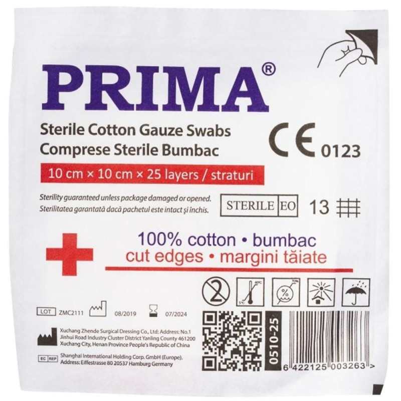 Reducere 14% - Set 12 x 25 Comprese Sterile Tifon, 10 cm x 10 cm, Material Tesut, Prima 1 Set 12 x 25 Comprese Sterile Tifon