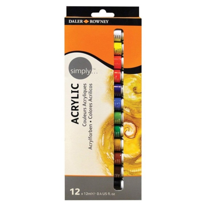 Reducere 25% - Set 2 x Culori Acrilice Simply Daler Rowney, 12 Tuburi x 12 ml 1 Set 2 x Culori Acrilice Simply Daler Rowney