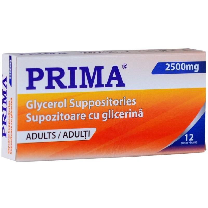 Reducere 14% - Set 2 x Supozitoare Glicerina Adulti, Prima, 2500 mg, 12 Supozitoare 1 Set 2 x Supozitoare Glicerina Adulti
