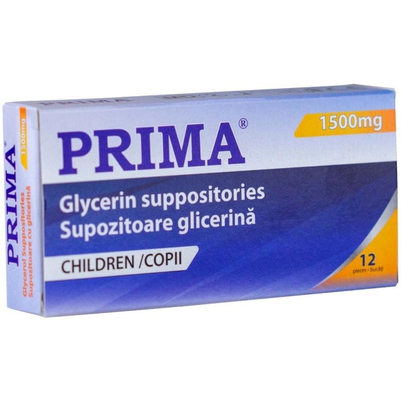 Reducere 14% - Set 2 x Supozitoare Glicerina Copii, Prima, 1500 Mg, 12 Supozitoare 1 Set 2 x Supozitoare Glicerina Copii
