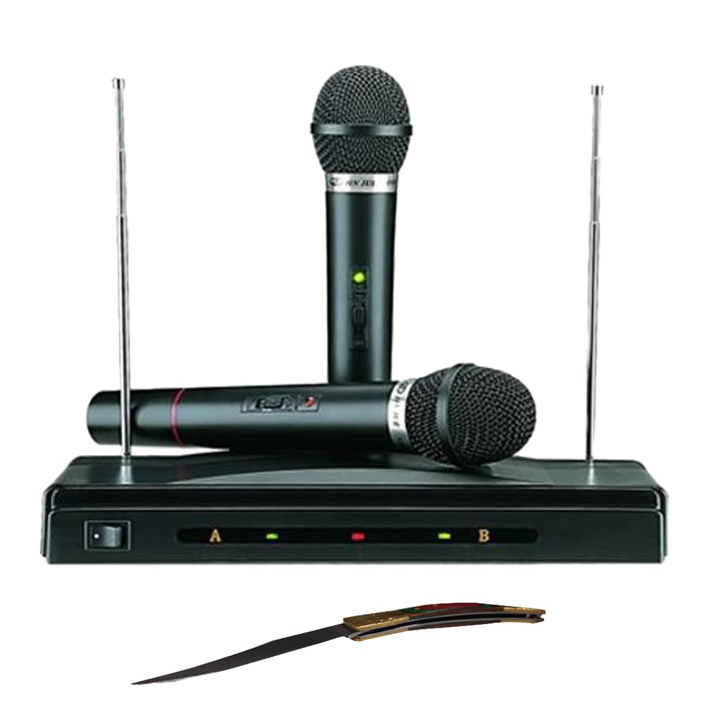 Reducere 40% - Set microfoane wireless si reciever C-05, cutit spaniol cadou 1 Set microfoane wireless si reciever C-05
