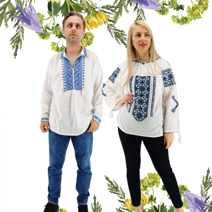Reducere 55% - Set Traditional Cuplu 534 Camasi traditionale cu broderie 1 Set Traditional Cuplu 534 Camasi traditionale cu broderie
