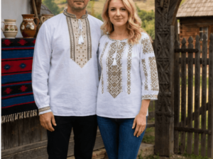 Set Traditional Cuplu 653  Camasi traditionale cu broderie