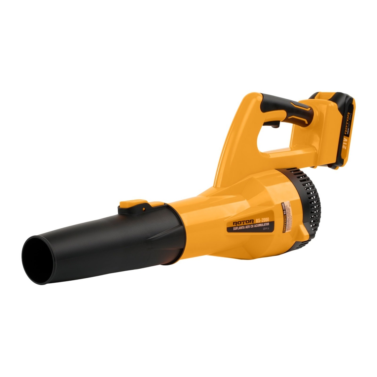 Reducere 49% - Suflant aer cu 1 acumulator 2AH, 21V si incarcator, 315w, 60cm, 1.5kg. ROTOR RS-2000 1 Suflant aer cu 1 acumulator 2AH
