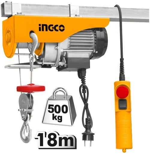 Reducere 21% - Troliu electropalan Electric 900W 18m, 500 kg, Ingco EH5001 1 Troliu electropalan Electric 900W 18m