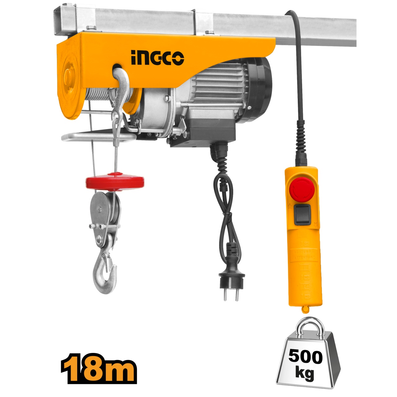 Reducere 21% - Troliu electropalan Electric 900W 18m, 500 kg, Ingco EH5001 2 500 kg