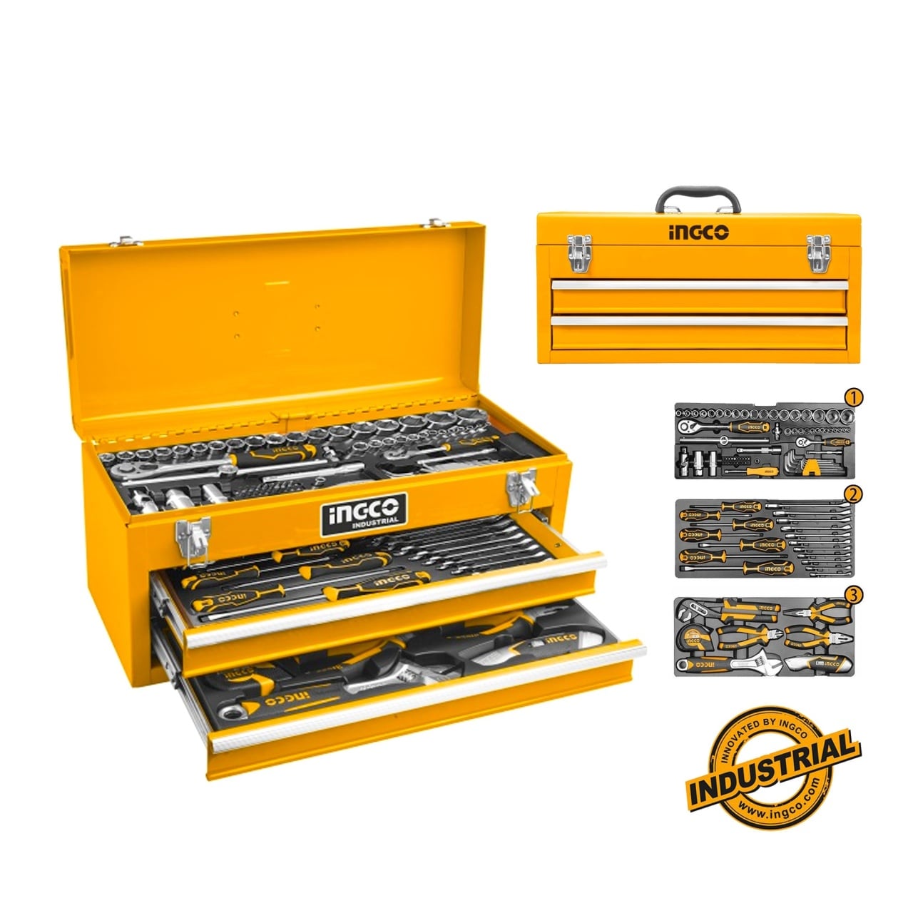 Reducere 15% – Trusa Chei 97 buc in Cutie Metal Tip Sertar Ingco HTCS220971 1 Trusa Chei 97 buc in Cutie Metal Tip Sertar Ingco HTCS220971