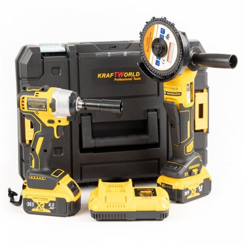 Reducere 37% - Set masina de impact + flex, 2 acumulatori, 36v, 8ah 1 Set masina de impact + flex
