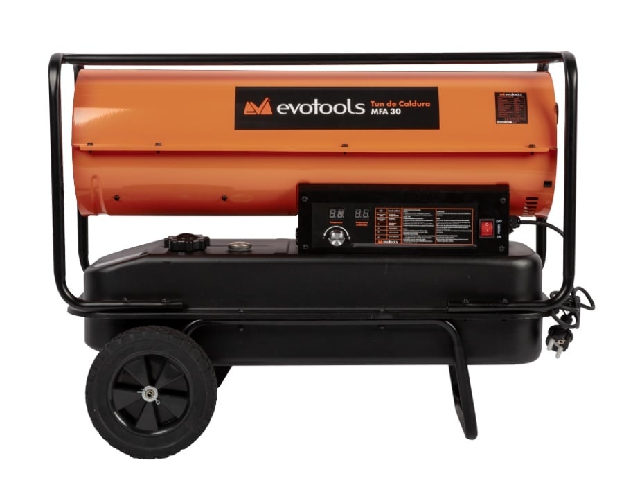 Reducere 32% - Tun de caldura pe motorina 30kW, rezervor 32L, cu termostat si display digital, Evotools MFA 682829 1 Tun de caldura pe motorina 30kW