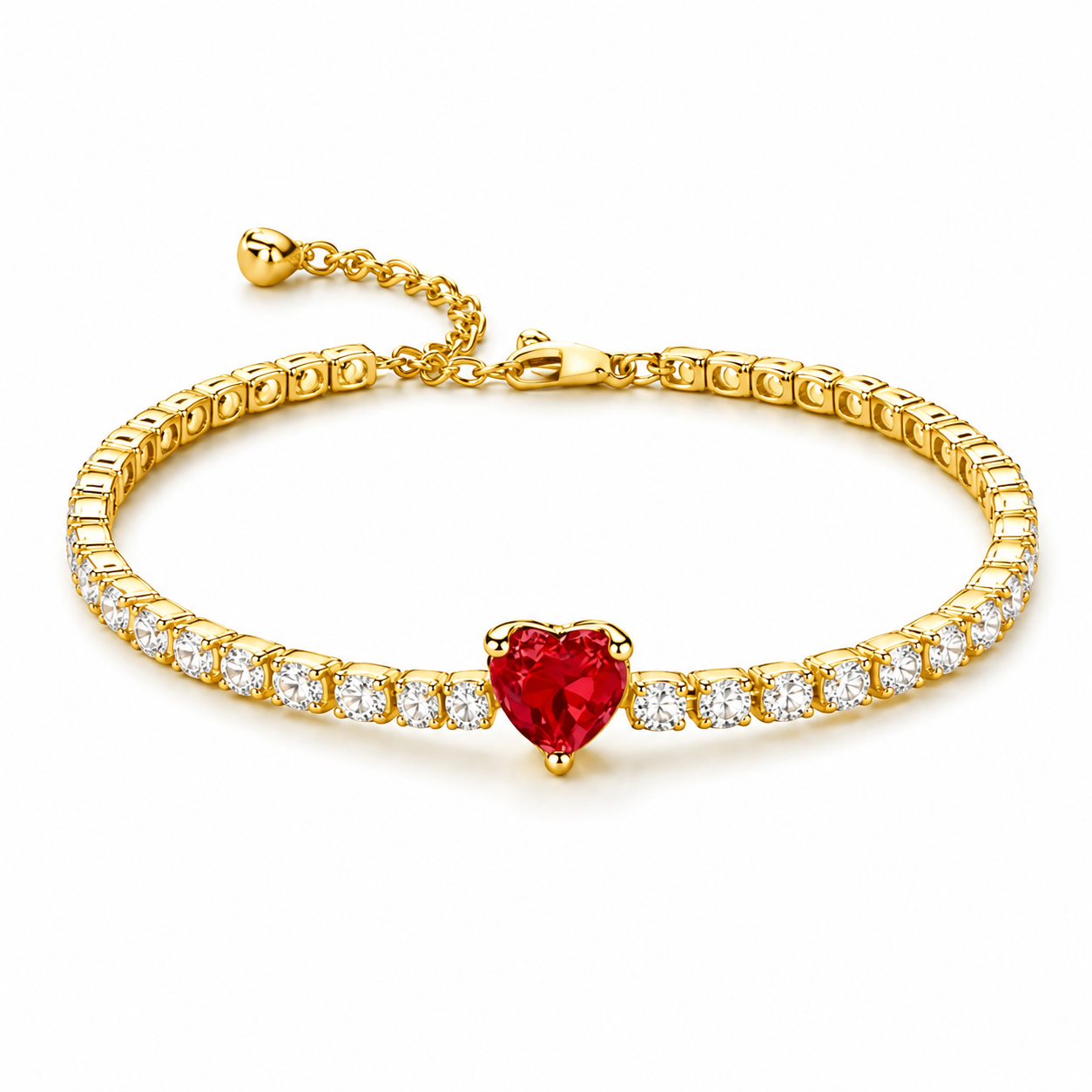 Reducere 39% – Bratara Tennis Red Heart Gold Cu Aur 1 Bratara Tennis Red Heart Gold Cu Aur