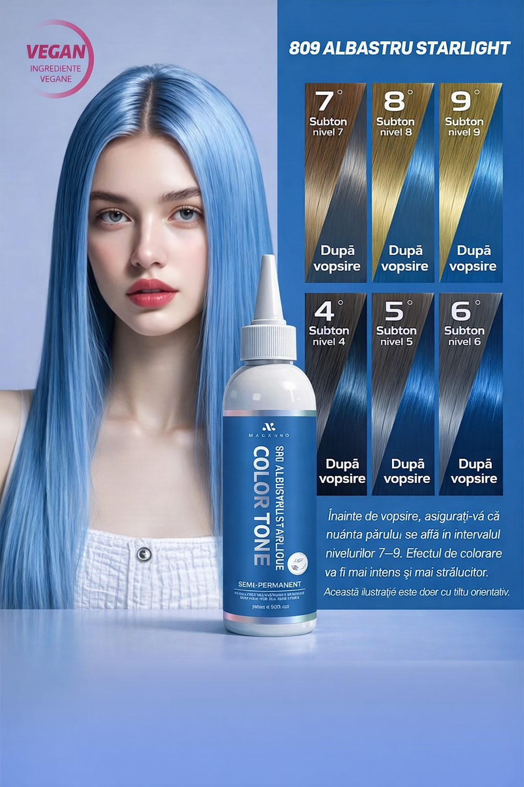 Reducere 50% – Vopsea de păr semipermanentă profesională – Albastru intens, 200 ml 2 200 ml
