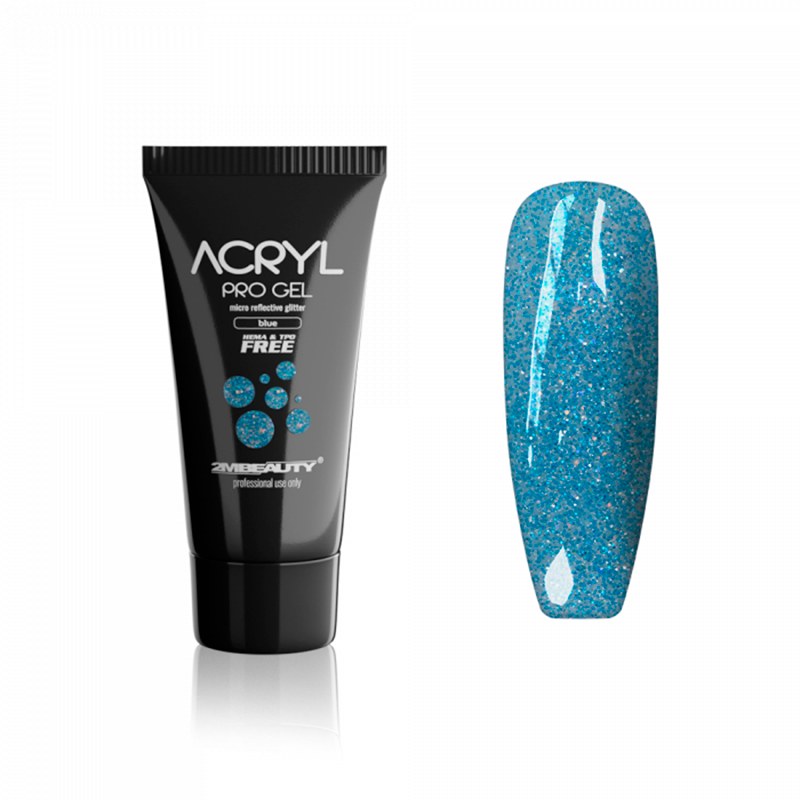 Reducere 40% - Acryl Pro Gel 2M Hema Free Micro Reflective Glitter Blue - 15g 1 Acryl Pro Gel 2M Hema Free Micro Reflective Glitter Blue - 15g