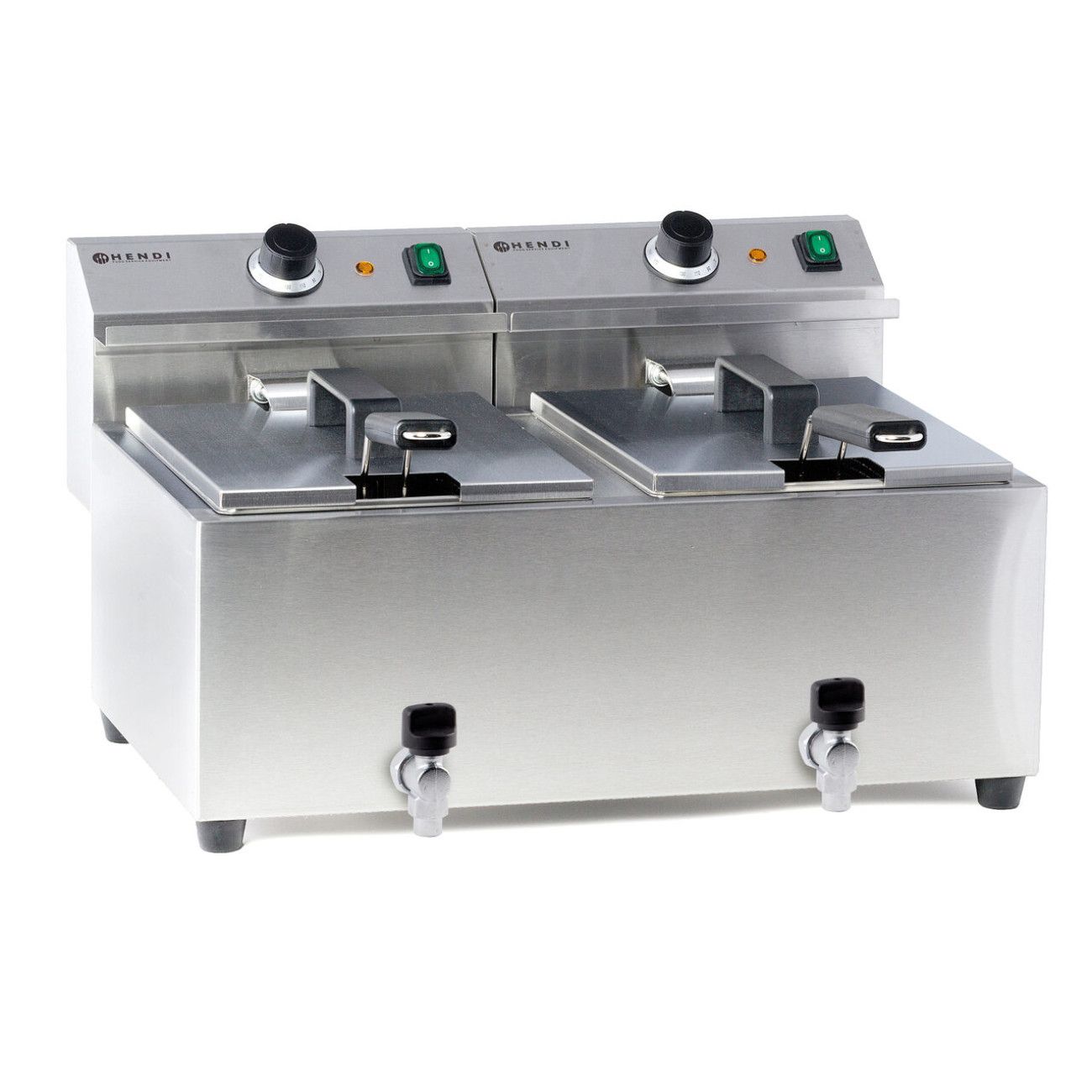 Reducere 20% - Friteuza electrica profesionala dubla Master Cook, 2x8 litri, 2x3500 W, inox, cu robinet scurgere ulei 2 2x8 litri
