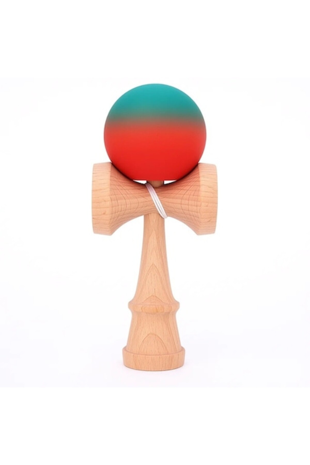 Reducere 55% - Jucarie interactiva Kendama, din lemn, 18 cm, joc de indemanare pentru copii si adulti, model gradient 6, rosu/verde 1 Jucarie interactiva Kendama
