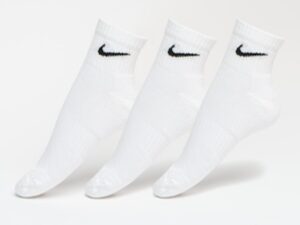 Reducere 64% - , Set de șosete până la gleznă NIKE  cu tehnologie Dri-FIT Everyday Cush - 3 perechi, Alb, ONE SIZE