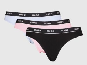 Reducere 55% - , Set de tanga cu logo - 3 perechi, Negru, Roz, Albastru, S
