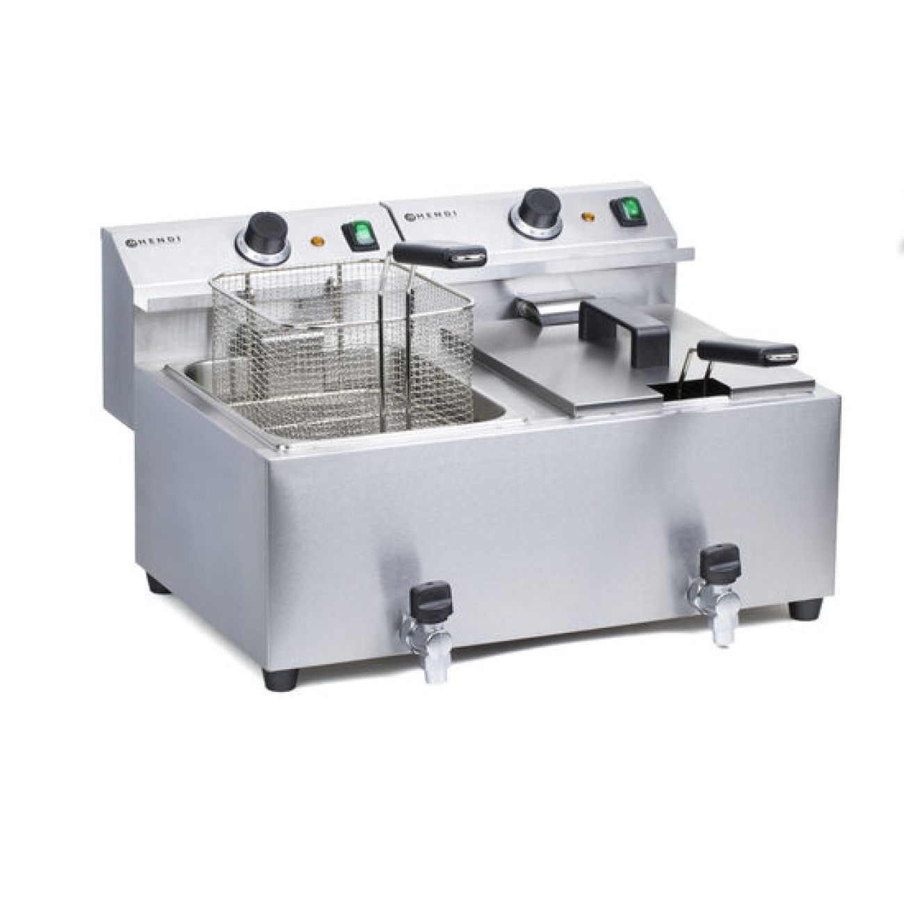Reducere 20% - Friteuza electrica profesionala dubla Master Cook, 2x8 litri, 2x3500 W, inox, cu robinet scurgere ulei 1 Friteuza electrica profesionala dubla Master Cook