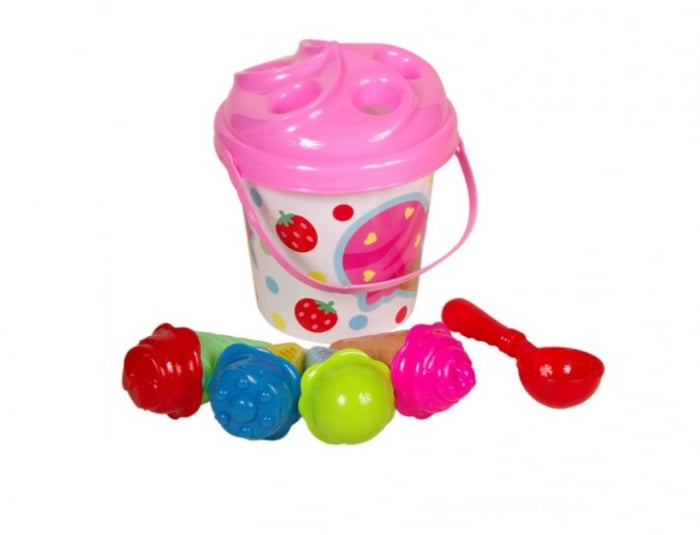 Reducere 13% - Set galetusa cu accesorii forme de inghetata pentru nisip, Multicolor, Plastic 1 Set galetusa cu accesorii forme de inghetata pentru nisip
