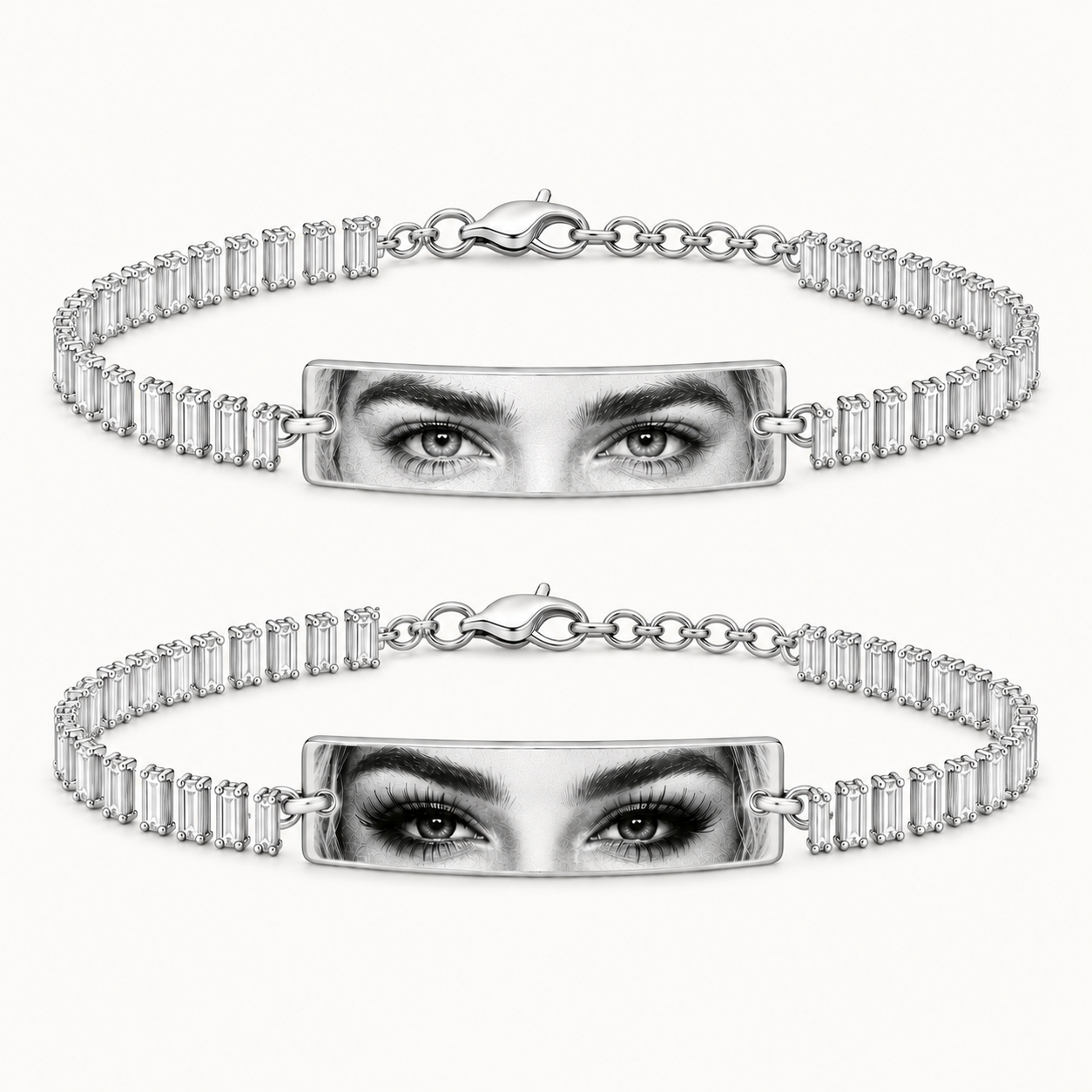 Reducere 40% - Set 2 Bratari Personalizate Mystic White Eyes cu Argint 1 Set 2 Bratari Personalizate Mystic White Eyes cu Argint