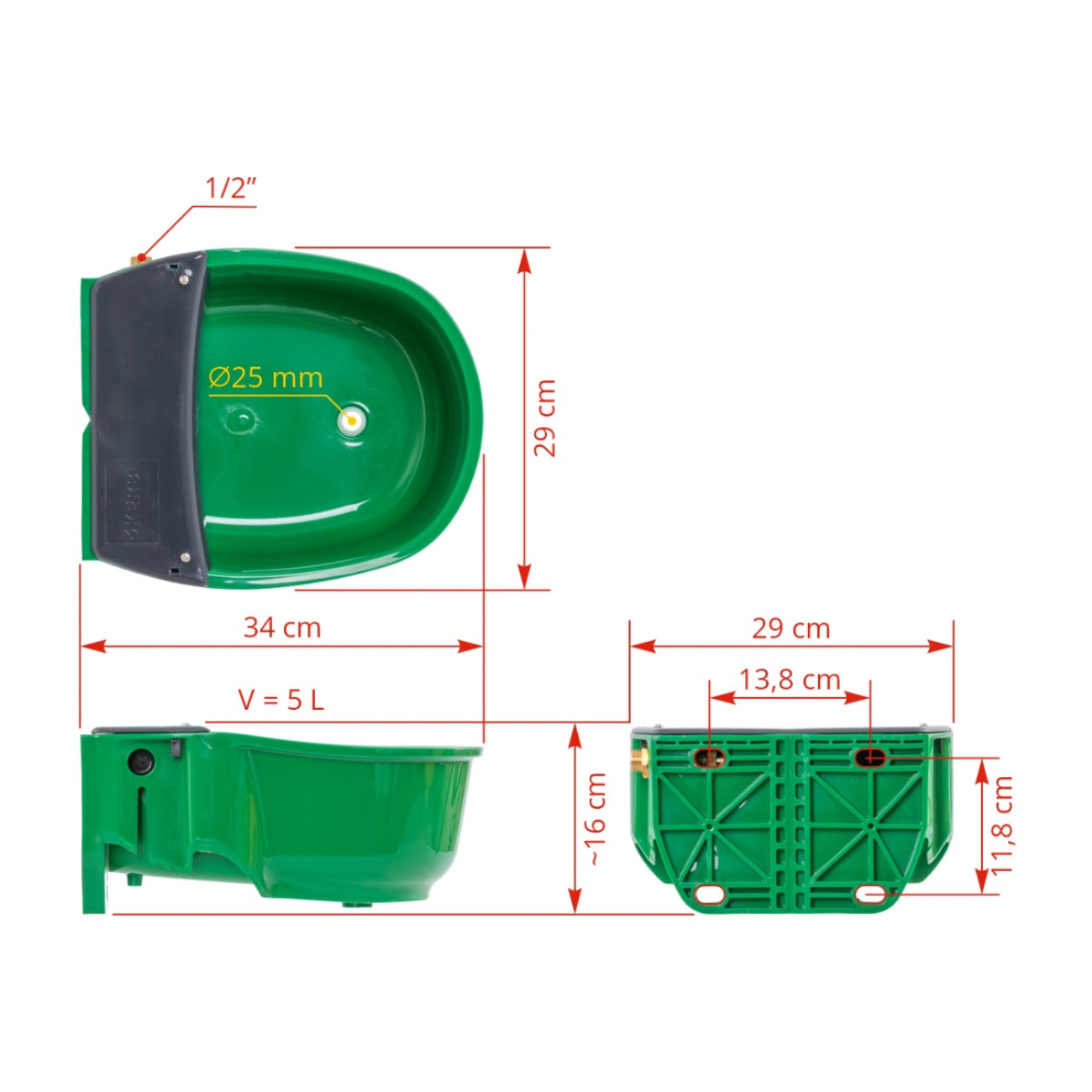 Reducere 20% - Adapatoare Vaci, Oi, Capre si Porci 5 L din Plastic cu Plutitor, Semiautomata 2 Oi