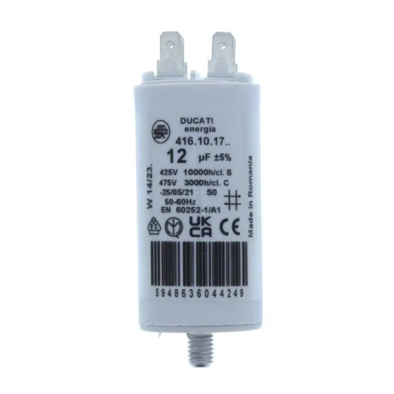 Reducere 20% – Condensator pornire motor 425V 12uF cu pin, Ducati Energia 416101764 1 Condensator pornire motor 425V 12uF cu pin