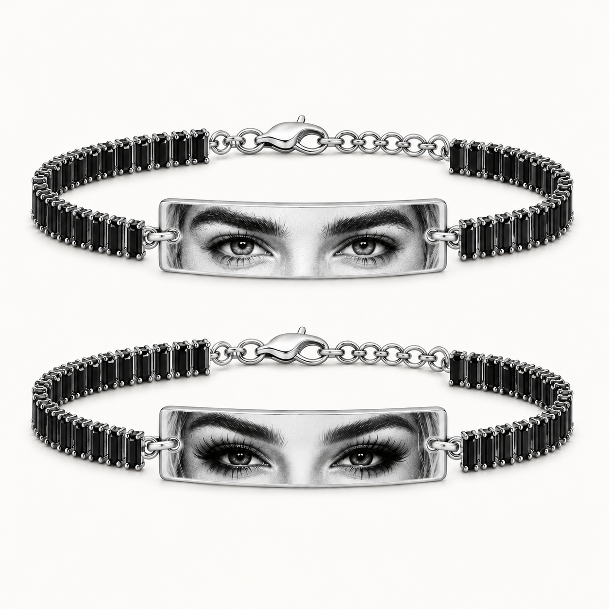 Reducere 40% – Set 2 Bratari Personalizate Mystic Black Eyes cu Argint 1 Set 2 Bratari Personalizate Mystic Black Eyes cu Argint