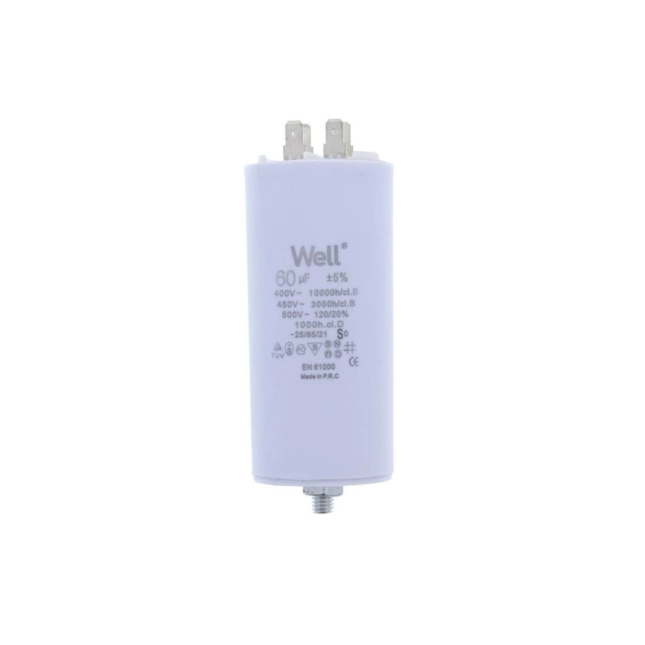 Reducere 20% - Condensator pornire motor 400V 60uF cu pin, Well 1 Condensator pornire motor 400V 60uF cu pin