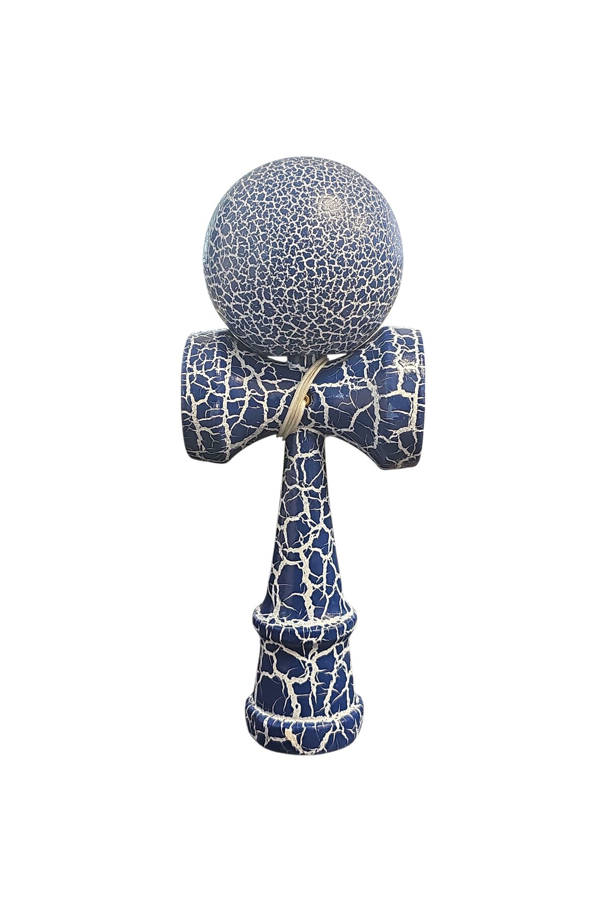 Kendama X Originala, Profesionala, OEM, Cracked, din Lemn, 18 cm, Albastru/Alb Multicolor