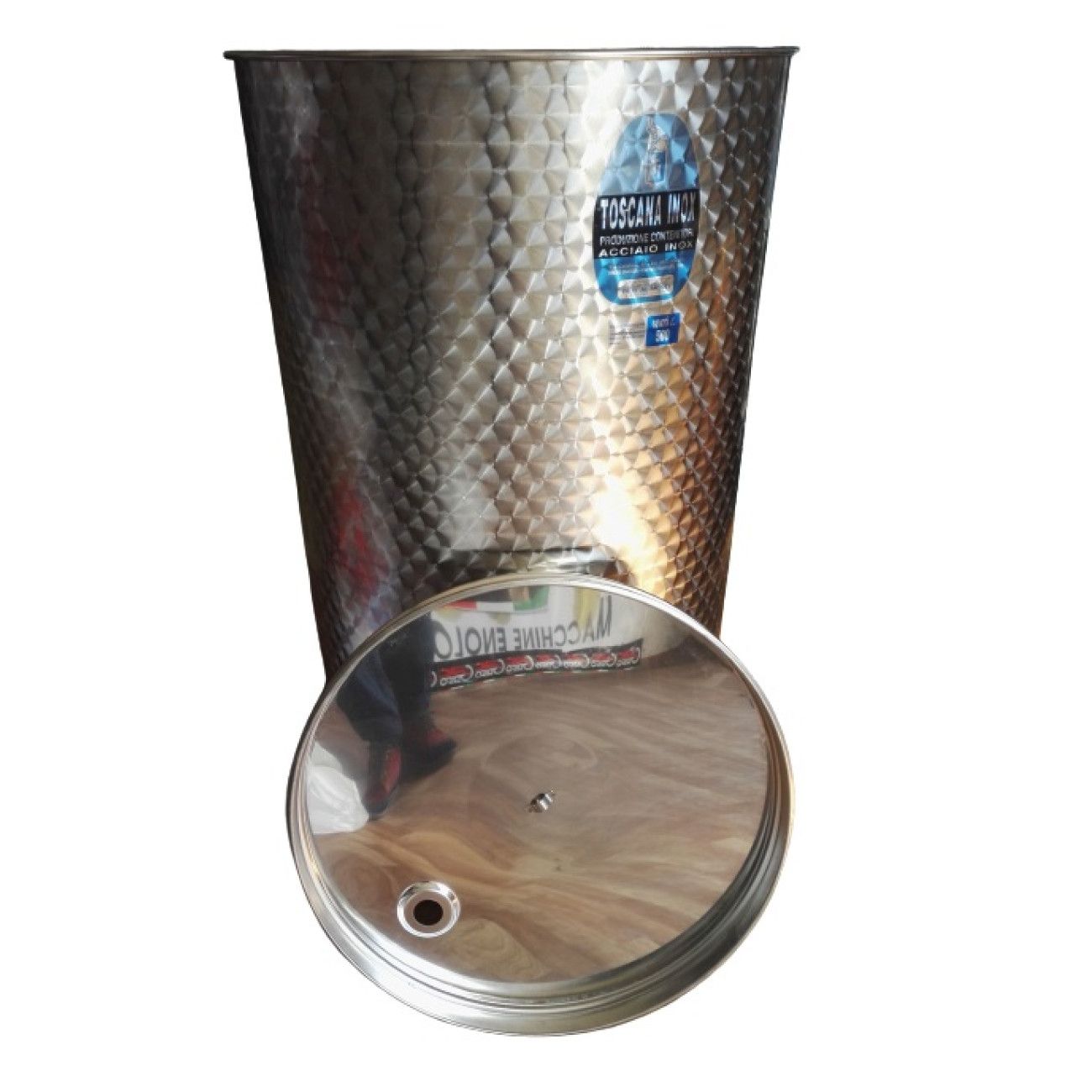Reducere 20% - Butoi inox cu capac flotant si fund plan, 1000L, Toscana Italy 1 Butoi inox cu capac flotant si fund plan