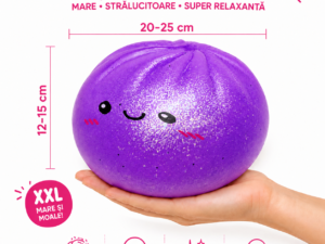 Jumbo Kawaii Dumpling Squishy MOV cu Sclipici – 20-25 cm