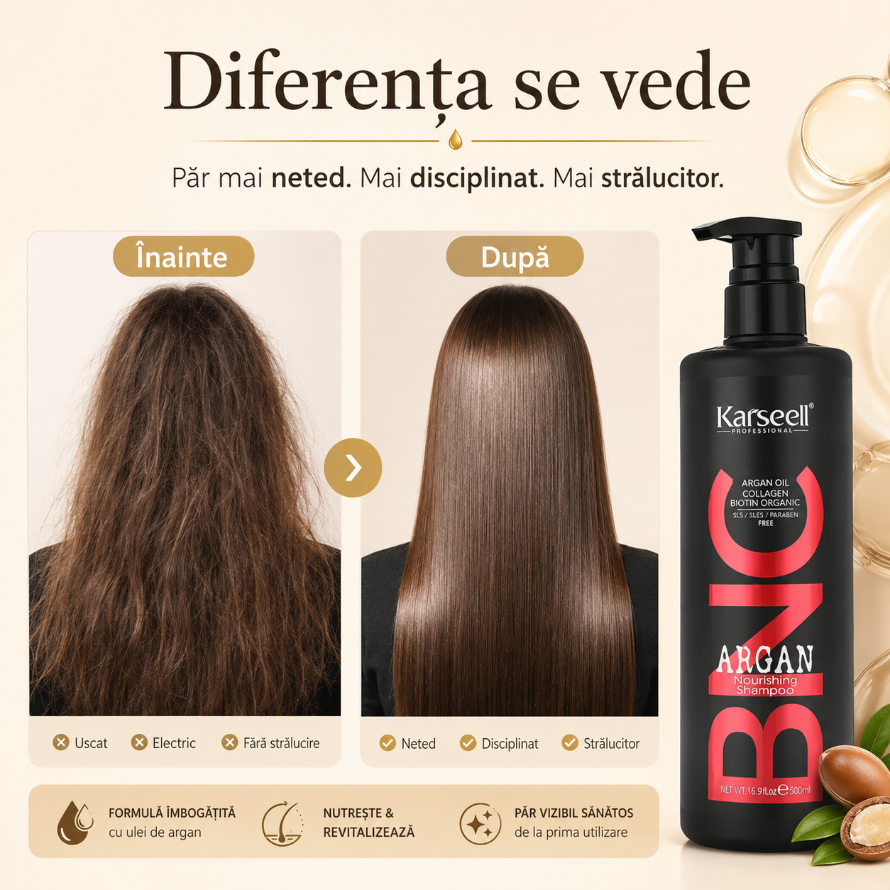 Reducere 38% - Karseell BNC Sampon cu Colagen & Biotin, Organic 500ml — Sampon nutritiv pentru par deteriorat 2 Organic 500ml — Sampon nutritiv pentru par deteriorat